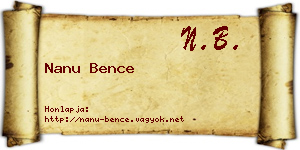 Nanu Bence névjegykártya
